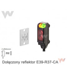 Czujnik fotoelektryczny E3T-SR44-S 2M odb. ref. 100mm PNP + E39-R37-CA