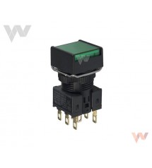 Wył. przyciskowy A16L-AGA-24-2 zielony z podśw. 24 VAC/DC DPDT IP40