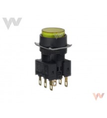 Wył. przyciskowy A16L-TYM-12-2 żółty z podśw. 12 VAC/DC DPDT IP40