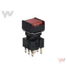 Wył. przyciskowy A165L-ARM-24-2 czerwony z podśw. 24 VAC/DC DPDT IP65